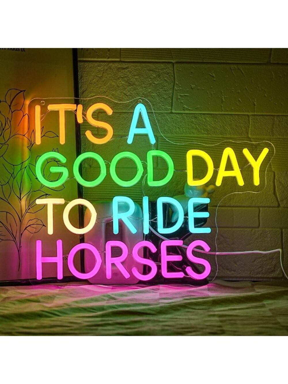 Colorful Equestrian Neon Wall Sign - Dimmable LED Light for Horse Lovers